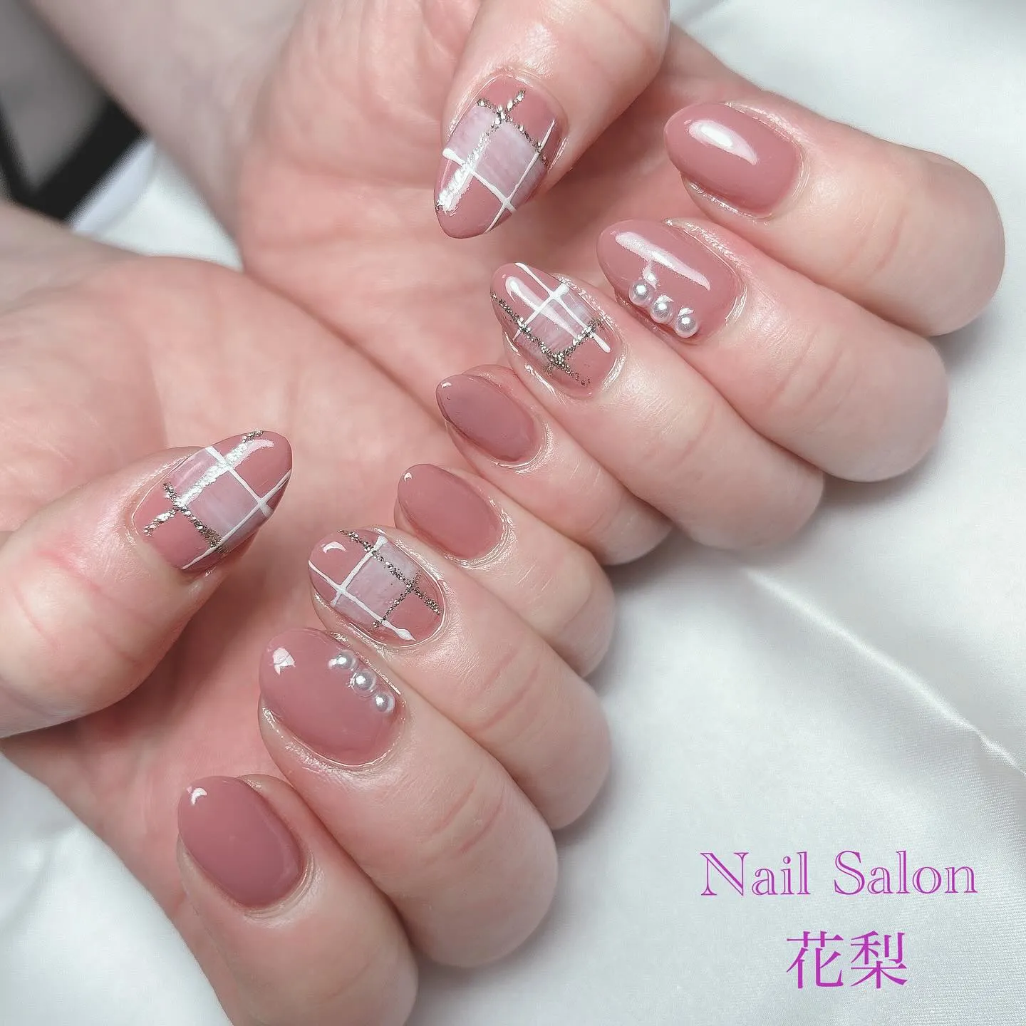 秋色チェックネイル💕