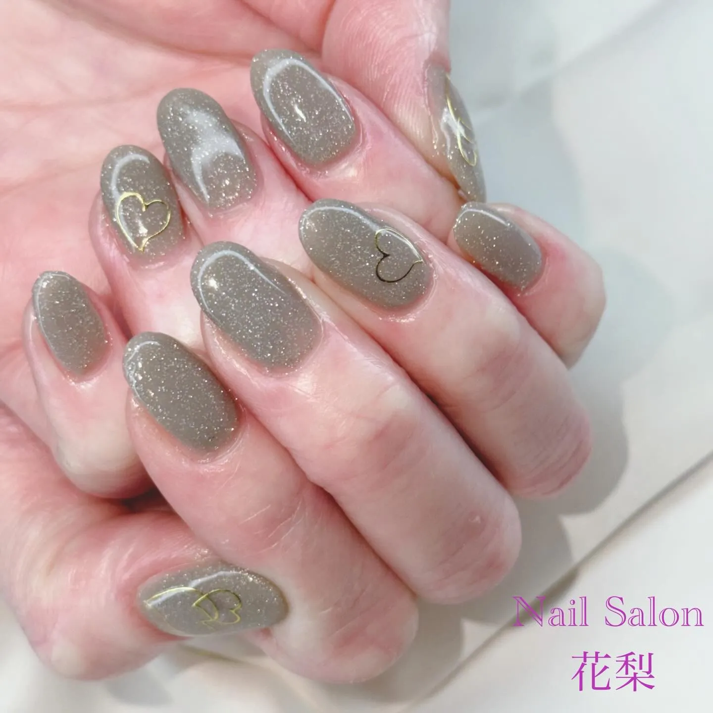 フラッシュネイルにゴールドハート♡